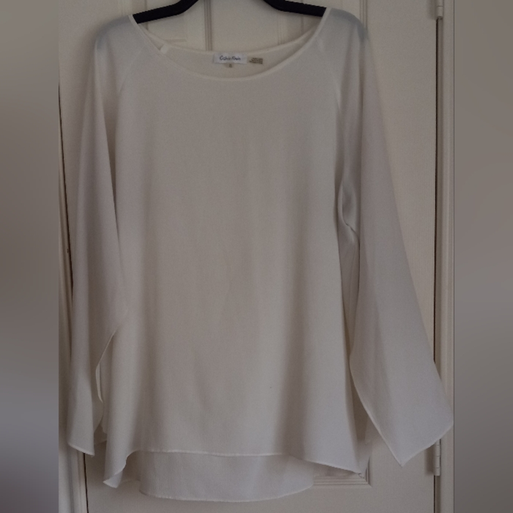 Calvin Klein Cream Blouse with Flowy Split Sleeves